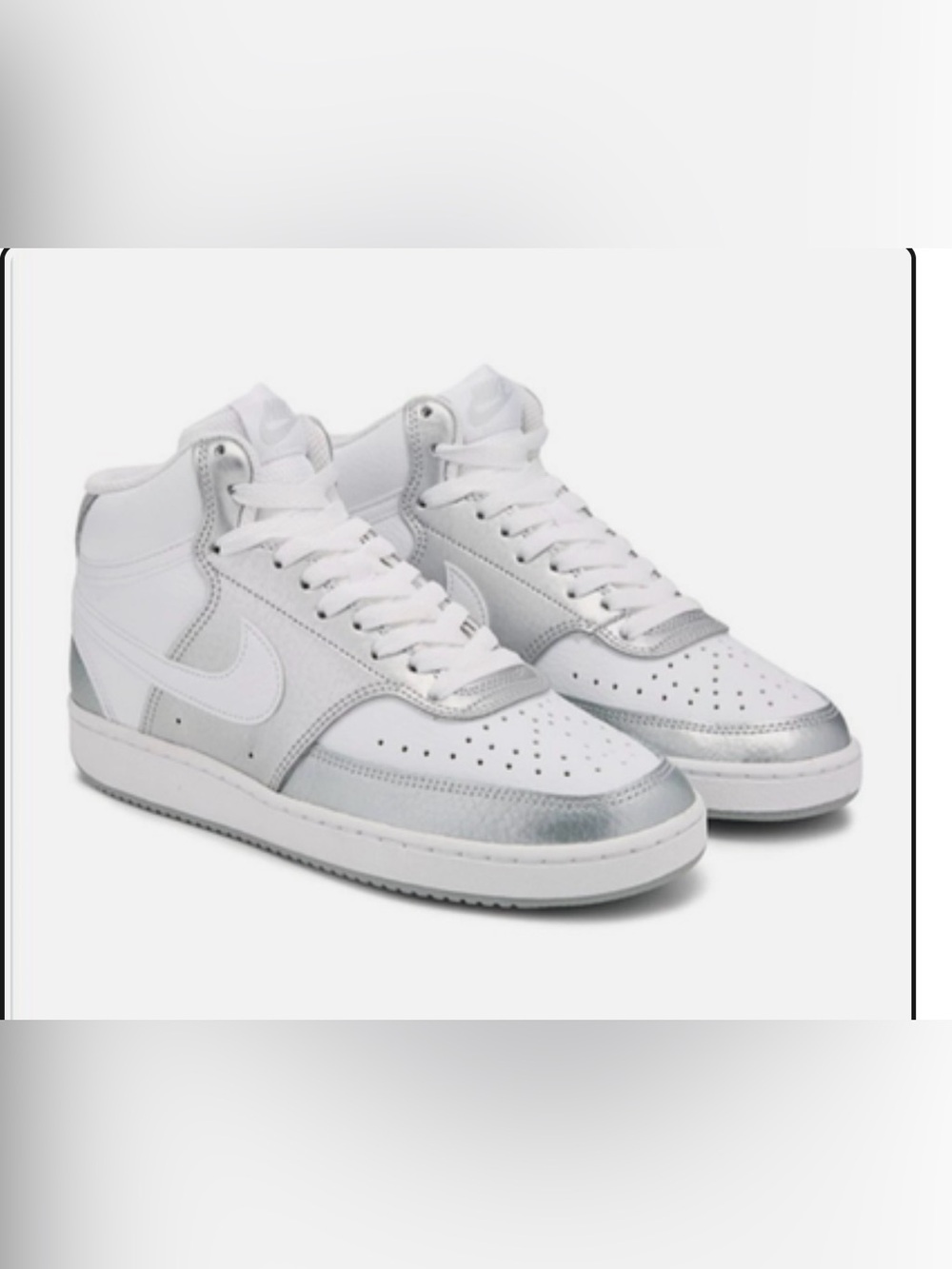 Nike White and Silver Metallic Low-Top Sneakers